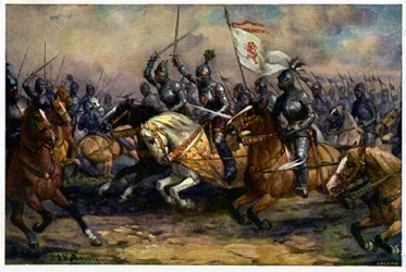 The King John of Bohemia (John the Blind) at the Battle of Crecy, Aug. 26