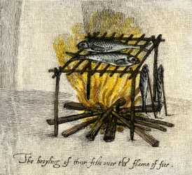 History of Indigenous Peoples: Fish grate, dish of the Indians of America, Colony of Virginia