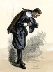 History of the Settlers and the Conquest of the West: American Pioneers. New England Puritan Tilting Head