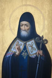 Icon in Aghios Andreas Monastery Church on Mount Athos, Greece