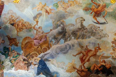 Inside Charlottenburg Palace and its park Schlossgarten rebuilt after Second World War in, Berlin, Germany