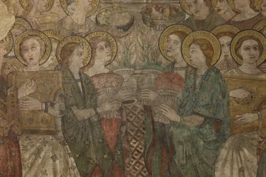 Interior. North crossing. Altar. Wall paintings (detail). End 14th century