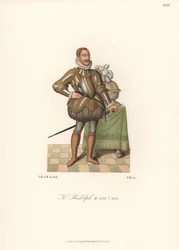 King Rudolph II, Holy Roman Emperor, King of Bohemia, Archduke of Austria. Chromolithograph from Hefner-Alteneck