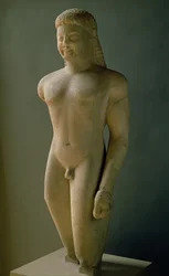Kouros, Greek, from Paros, near the sanctuary of Asklepios, c.540 BC