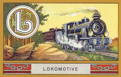 L: Locomotive - Alphabet Palmin. Series of Chromolithographs Published by H. Schlinck & Cie, Hamburg