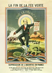 The End of the Green Fairy, lithograph during the ban on absinthe in France in 1915