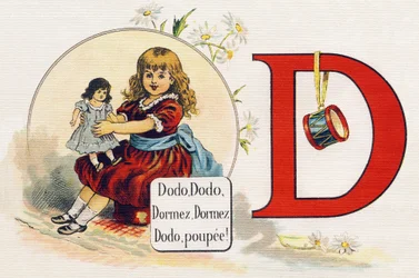 Letter D: Sleep, Doll. Engraving in "ABC L