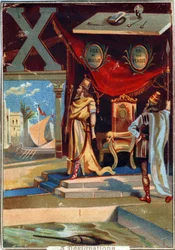 Letter X: Xerxes I, Xylography, Xiphias. Alphabet. Chromolithographs of Parisian Lithography, circa 1890