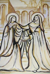 Lome Sacred Heart Cathedral: The Visitation (The Visit of Mary with Elizabeth as Recorded in the Gospel of Luke), Lome, Togo