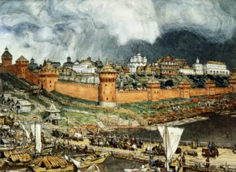 Moscow Kremlin During the Reign of Ivan III (Ivan the Great) in the 16th Century by Apolinary Vasnetsov (1921)
