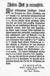 Notification by the Strasbourg Governing Body of the Thirteen (Tredecim Viri) of a public auction of the right to levy the 
