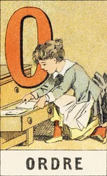 O: Order - Engraving from ABCD of Little Girls. Pellerin & Cie, Epinal, c.1890