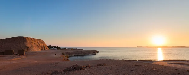 Panoramic View of the Small Temple of Nefertari, Abu Simbel, Egypt