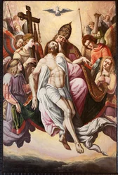 Parish church Sint-Dionysius of Lede. Interior. The choir. A painting. Assumption.