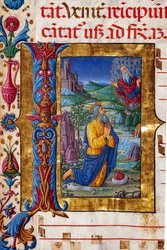 Piccolomini Library: choir book, cod. 7.G, ff. 40v with “Vision of Jeremias”, by Guidoccio Cozzarelli (detail)