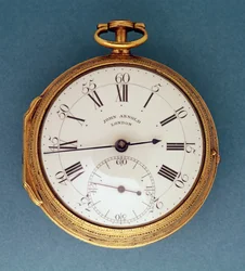 Pocket watch, with silver-gilt case and white enamel dial, English, by John Arnold