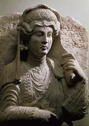 Portrait bust tomb relief, Roman, c.2nd/3rd century AD