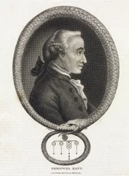 Portrait of Philosopher Immanuel Kant in a Frame Formed by a Serpent Biting Its Tail