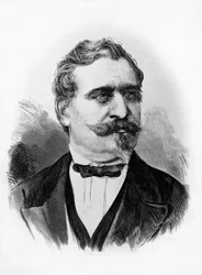 Portrait of Giovanni Prati (1815-1884), Italian poet and politician, engraving by Centenari after photograph by Michele Schemboche