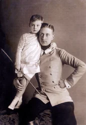 Prince William of Hohenzollern (1882-1951) aka Crown Prince, Son of Kaiser William II, with His Eldest Son, Also Called Wilhelm (Photograph by Selle und Kuntze)