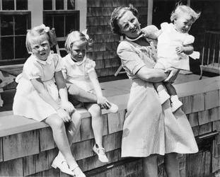 Princess Juliana of the Netherlands and her three daughters, Beatrix, Irene, and Margriet Francesca, vacationing on Cape Cod
