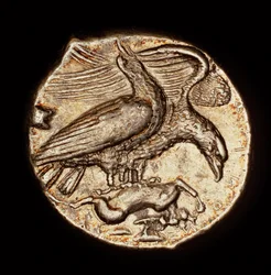 Rare Ancient Greek Coin, Silver Drachma, Agrigentum, Eagle with Hare (410 BC)