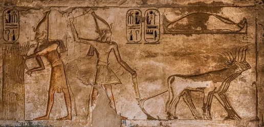 Relief with fiery scenes on the north-east wall of room 26, Medinet Habu, mortuary temple of Ramses III, Luxor, Thebes-West, Egypt