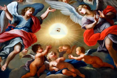Saint-Nicolas de Veroce church. Painting. France.