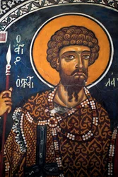 Saint Theodore Statelates: Byzantine Fresco from the 14th Century (1332), Phorbiotissa Virgin Church, Asinou, Cyprus, Painted Churches UNESCO Site, Troodos, Cyprus