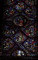 Scenes from the Life of Charlemagne (747-814) from the ambulatory, c.1215-35 (stained glass)