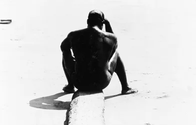 Shirtless Seated Man at Coney Island, Untitled 32