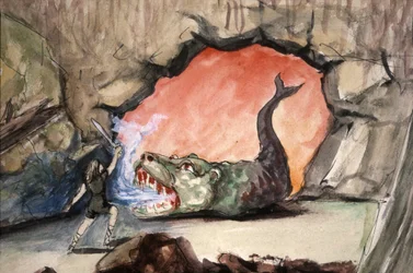 Siegfried slaying the dragon Fafner