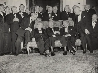 Sir Winston Churchill and Dwight D. Eisenhower at a dinner held at Winfield House, the American Ambassador’s home in London