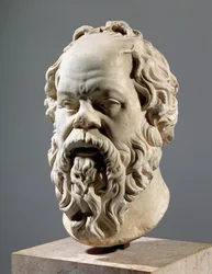 Socrates, Marble Head, Copy from a Bronze from the Pompeion in Athens, Made by Lysippus, Classical Greek, c.330 BC