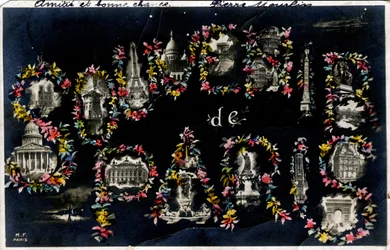 Souvenir of Paris with different city monuments - Postcard dated 1905