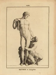 Statue of Bacchus and his lover the boy satyr Ampelus