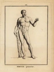 Statue of Hercules Pomarius, Roman hero and god, with a large club