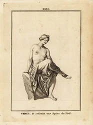 Statue of Venus, Roman goddess of love, beauty, sex and fertility, removing a splinter from her foot