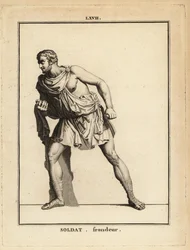 Statue of a Roman Soldier, a Slinger or Slingshot Infantryman