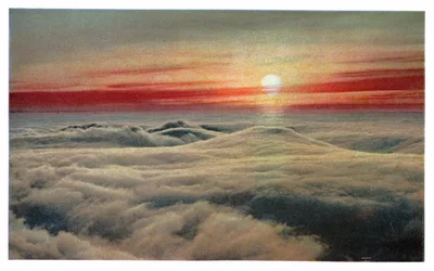 Sunrise above the clouds, c.1930 (print)