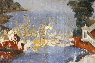 Silver Pagoda: Mural Depicting Scenes from the Reamker, the Cambodian Version of the Ramayana, Phnom Penh, Cambodia
