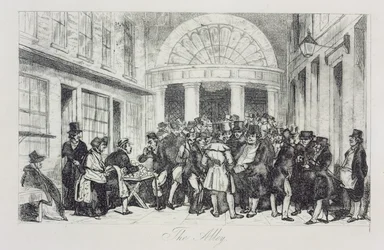 The Alley, Bun Seller at the Entrance to the London Stock Exchange, Capel Court, c.1850