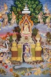 The Life of the Buddha, Wall fresco, Wat Maniratanaram monastery, Phnom Penh, 2022