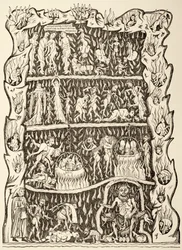 The Torments of Hell, from a Miniature in a 12th Century Manuscript Destroyed After a Fire in the Strasburg Library During a Prussian Bombardment