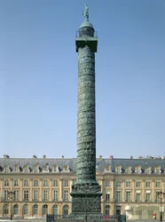 The Vendome Column, with bas-reliefs recording Napoleonic Campaigns of 1805-06, surmounted by the figure of Napoleon holding a winged Victory