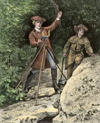 The young George Washington working as a surveyor in Virginia