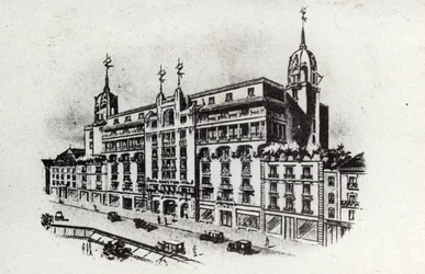 Thermal tourism: view of the Carlton hotel in Vichy, France c.1905