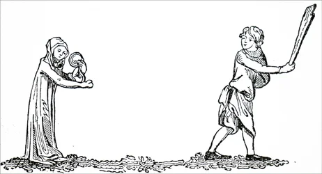 Two children playing a game known as 
