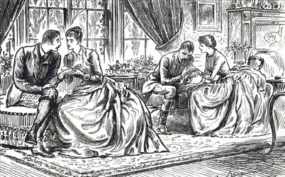 Two Young Couples Practising Palmistry