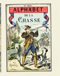 A Hunter and His Dog - Cover of The Hunting Alphabet - Imaging of Pellerin, Epinal, c.1890